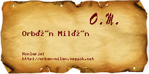 Orbán Milán névjegykártya